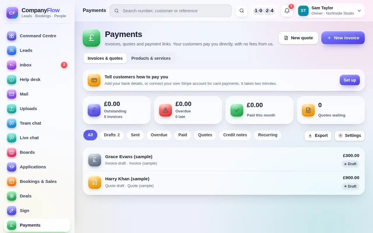 CompanyFlowHQ: Quotes and invoices that get paid