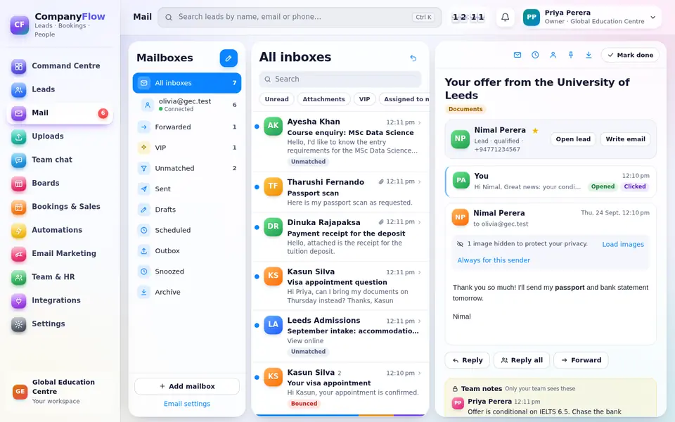 Mail in CompanyFlowHQ