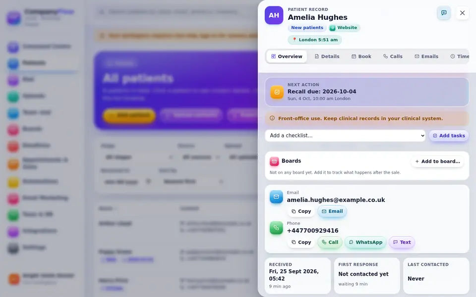 Bookings in CompanyFlowHQ